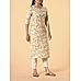 Yellow 60's cotton printed kurti with lace detailing