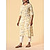 Yellow 60's cotton printed kurti with lace detailing