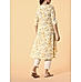 Yellow 60's cotton printed kurti with lace detailing