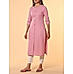 Pink cotton dobby kurti with embroidery