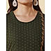 Bottle green cotton dobby kurti with embroidery