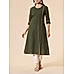 Bottle green cotton dobby kurti with embroidery