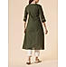 Bottle green cotton dobby kurti with embroidery