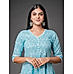 Den Blue Rayon Plain Kurti with Mill Print