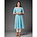 Den Blue Rayon Plain Kurti with Mill Print