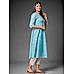 Den Blue Rayon Plain Kurti with Mill Print