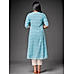 Den Blue Rayon Plain Kurti with Mill Print