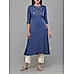 Royal blue viscose slub kurti with embroidery