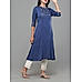 Royal blue viscose slub kurti with embroidery