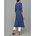 Royal blue viscose slub kurti with embroidery