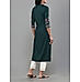 Bottle green viscose jacquard kurti with embroidery