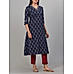 Navy blue 60's cotton printed kurti