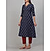 Navy blue 60's cotton printed kurti