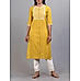 Mustard yellow cotton dobby kurti with embroidery