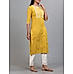 Mustard yellow cotton dobby kurti with embroidery