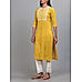 Mustard yellow cotton dobby kurti with embroidery