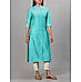 Aqua blue poly viscose kurti with embroidery and matching bottom