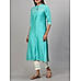 Aqua blue poly viscose kurti with embroidery and matching bottom