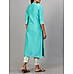 Aqua blue poly viscose kurti with embroidery and matching bottom