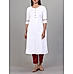 White cotton embroidery kurti with lace detailing