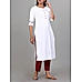 White cotton embroidery kurti with lace detailing