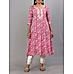 Onion pink 60's cotton printed kurti with embroidery