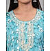 Aqua blue 60's cotton printed kurti with embroidery