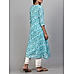 Aqua blue 60's cotton printed kurti with embroidery