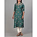 Teal blue modal chanderi kurti with embroidery