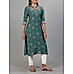 Teal blue modal chanderi kurti with embroidery