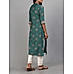 Teal blue modal chanderi kurti with embroidery