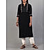 Black viscose slub kurti with sequins work