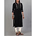 Black viscose slub kurti with sequins work