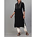 Black viscose slub kurti with sequins work