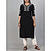 Black cotton dobby kurti with embroidery