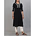 Black cotton dobby kurti with embroidery