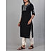 Black cotton dobby kurti with embroidery