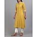 Pale Yellow cotton dobby kurti with embroidery