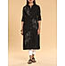 Black viscose linen kurti with embroidery