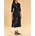 Black viscose linen kurti with embroidery