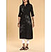 Black viscose linen kurti with embroidery