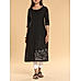 Black viscose linen plain  kurti with embroidery