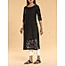 Black viscose linen plain  kurti with embroidery