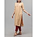 Beige viscose plain kurti with embroidery