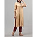 Beige viscose plain kurti with embroidery