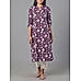 Purple 60's cotton printed  kurti with embroidery