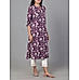 Purple 60's cotton printed  kurti with embroidery