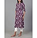 Purple 60's cotton printed  kurti with embroidery