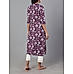 Purple 60's cotton printed  kurti with embroidery