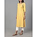 Yellow viscose twlling plain kurti with embroidery